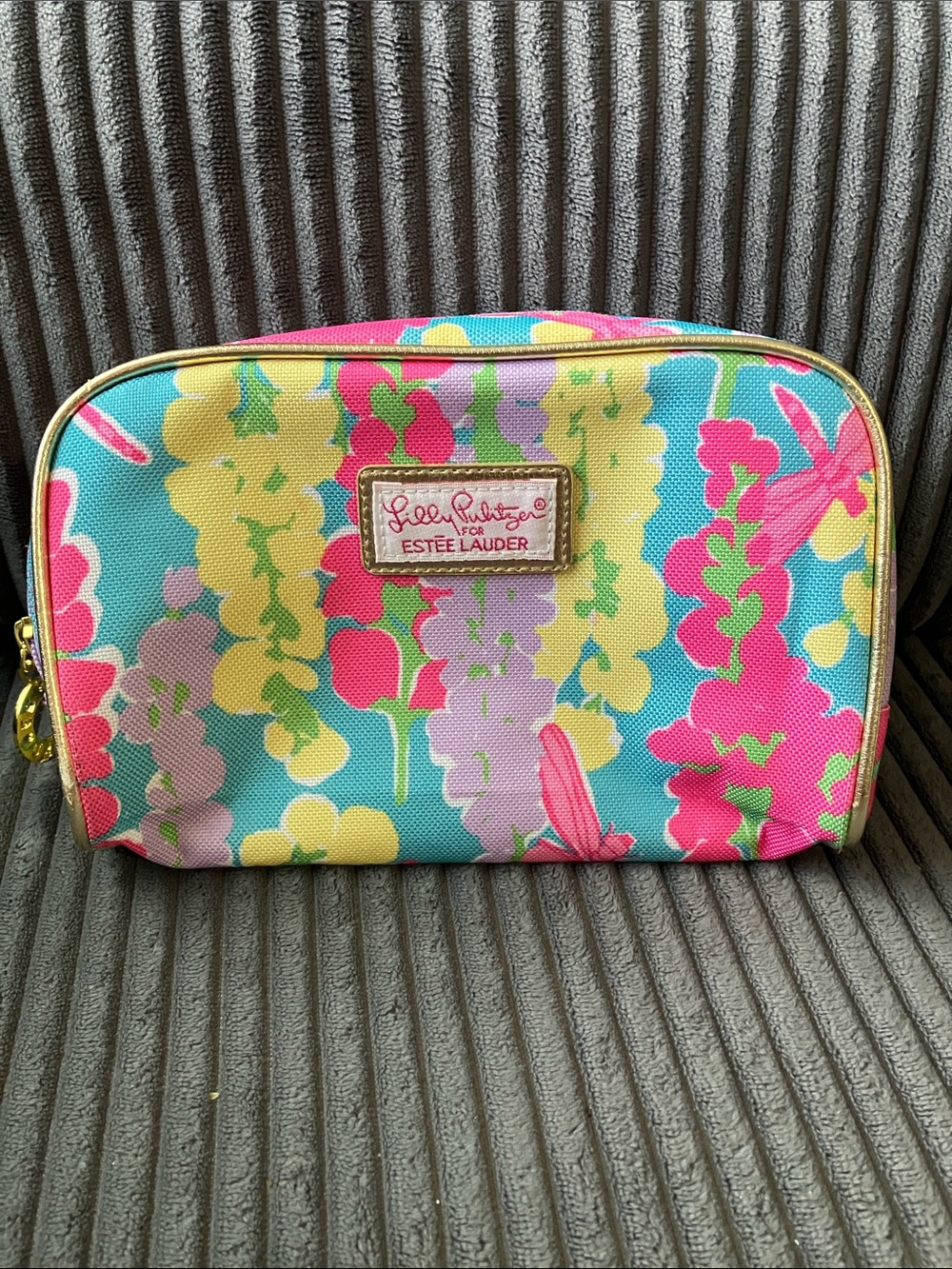 3/$25 Lilly Pulitzer for Estée Lauder Vibrant Floral Dragonfly Cosmetic Bag